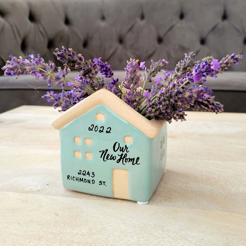 House Planter for Housewarming Gift, My First or Our New Home Present, Personalized Succulent Planter Small Vase, House Decor, Realtor Gift