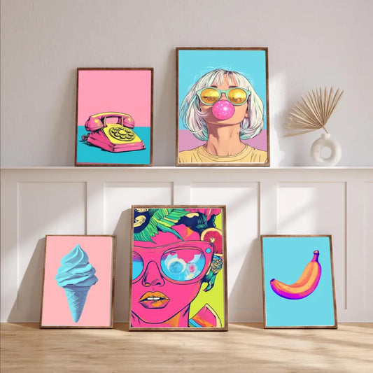 MEGA BUNDLE Gallery Wall Art, 14 Art Prints, Eclectic Bundle Set, Dopamine Wall Art, Maximalist Wall Art, Pink Preppy Poster Set,Trendy Art