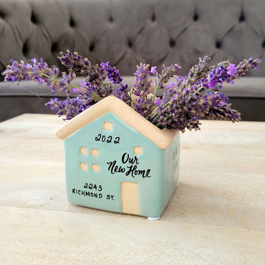 House Planter for Housewarming Gift, My First or Our New Home Present, Personalized Succulent Planter Small Vase, House Decor, Realtor Gift